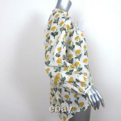Aish Top Salina White/Yellow Floral Print Size Medium Long Sleeve Blouse NEW