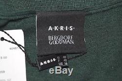 Akris Green Cashmere-Silk Double-Layer Long-Sleeve T-Shirt/ Top Size 16