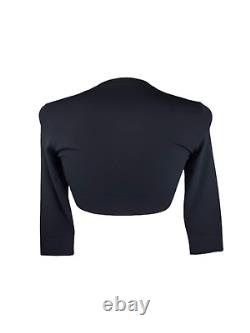 Alaia Long Sleeve Crop Top Button Black Ribbed Size 36 Elastic