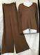 Alaia Vintage Pantsuit Brown Wide Leg Pants Knit Fabric Long Sleeve Top Size S/m