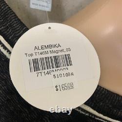 Alembika Striped Long Sleeve Laggenlook Polyester Top Black Gray NWT 3 (12)
