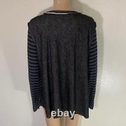 Alembika Striped Long Sleeve Laggenlook Polyester Top Black Gray NWT 3 (12)