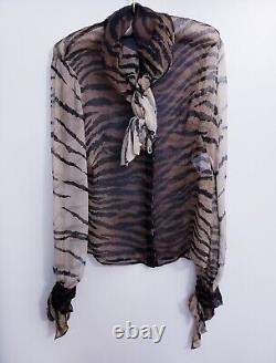 Alexander MCQUEEN Animal Print Silk Blouse Top Size 44