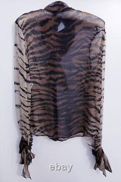 Alexander MCQUEEN Animal Print Silk Blouse Top Size 44