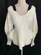 Alexander Mcqueen Womens White V Neck Thick Long Sleeve Sweater Top Small