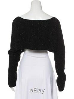 Alexander Wang Top Black Stretch Knit Small Long Sleeve Tee Crop S Cashmere