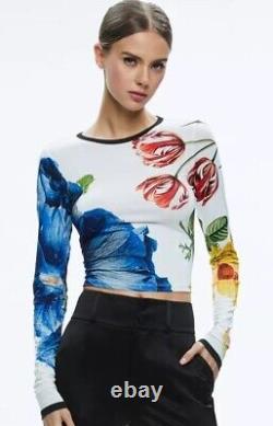 Alice olivia DELAINA LONG SLEEVE CROP TOP SZ M