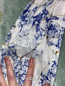 AllSaints Lara Buruberu Size 10 Top. Blue White Flowers Skeleton BNWT
