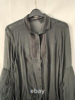 Allsaints Jest pure Silk Long Sleeve Victorian Steampunk blouse tunic Top 12