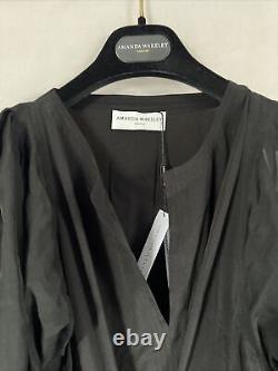 Amanda Wakeley Women's Black Long Sleeve Silk Belted CDC Top, Size 12