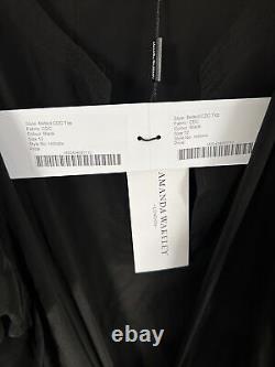 Amanda Wakeley Women's Black Long Sleeve Silk Belted CDC Top, Size 12