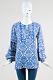 Andrew Gn Nwt $1890 Royal Blue Cream Silk Floral Long Sleeve Tunic Top Sz 38