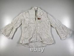 Anne Fontaine Top Womens 40 White Ruffled Layered Collared Button Front Cotton