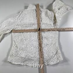 Anne Fontaine Top Womens 40 White Ruffled Layered Collared Button Front Cotton