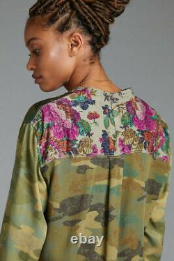 Anthropologie Pilcro Relaxed Floral flwoers blouse Top tunic Buttondown new S