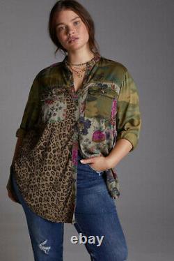 Anthropologie Pilcro Relaxed Floral flwoers blouse Top tunic Buttondown new S