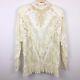 Antique Victorian Edwardian Long Sleeve Lace Beaded Top Blouse Petite