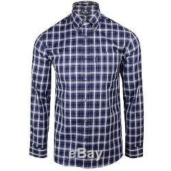 Aquascutum Shirt Emsworth Mens Blue Grey Check Long Sleeve Top