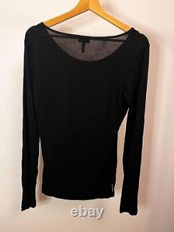 Armani Jeans Blouse Shiny Long Sleeve Black Top Size S New Free Delivery VGC