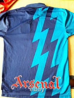 Arsenal Away Shirt 1995. Medium. Nike Blue Adults Long Sleeves Football Top Only