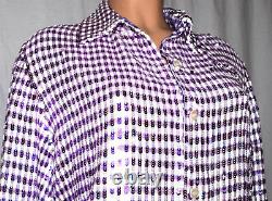 Ashish Purple/white Sequin Embellished Button Down Long Sleeves Shirt Size XL