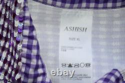 Ashish Purple/white Sequin Embellished Button Down Long Sleeves Shirt Size XL