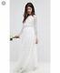 Asos Bridal/wedding Lace Long Sleeve Crop Top Maxi Dress
