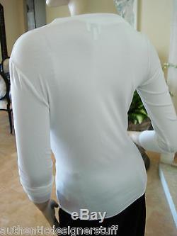 Auth ARMANI COLLECTION White Rayon, Spandex Long Sleeve Top, T-Shirt, Size 2
