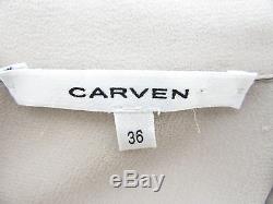 Auth CARVEN Long Sleeve Silk Blend Beige Top and Black Wool Bottom Dress, Size S