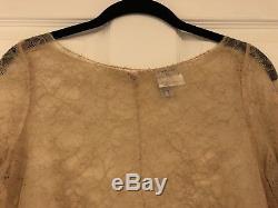 Auth CHANEL Beige Lace Long Sleeve Top Blouse 40 Small