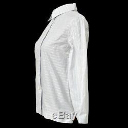 Auth CHANEL Vintage CC Logos Long Sleeve Tops Stripe Shirt Cotton #40 AK32266
