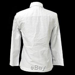Auth CHANEL Vintage CC Logos Long Sleeve Tops Stripe Shirt Cotton #40 AK32266