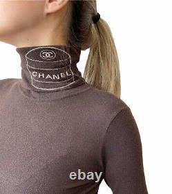 Auth CHANEL Vintage Coco Mark Turtleneck Sweaters Tops #38 Cashmere Brown RankAB