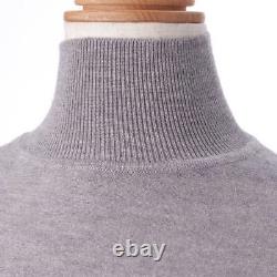 Auth Hermes Cashmere Silk Long Sleeve High Neck Sweater Knit Top Gray 36171288