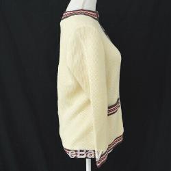 Auth Yves Saint Laurent Long Sleeve Tops Knit Cardigan Ivory Vintage #M AK31216