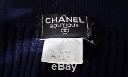 Authentic CHANEL Vintage CC Logos Button Long Sleeve Tops Navy Size 36