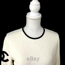 Authentic CHANEL Vintage CC Logos Long Sleeve Cambon Tops White #48 AK34117g