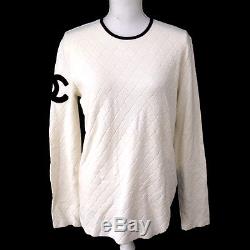 Authentic CHANEL Vintage CC Logos Long Sleeve Cambon Tops White #48 TG00132