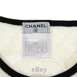 Authentic CHANEL Vintage CC Logos Long Sleeve Cambon Tops White #48 TG00132