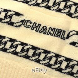 Authentic CHANEL Vintage CC Logos Long Sleeve Knit Tops Ivory Black #40 GS01272b