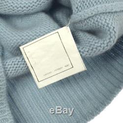 Authentic CHANEL Vintage CC Logos Long Sleeve Knit Tops Light Blue AK18460