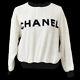 Authentic Chanel Vintage Cc Logos Long Sleeve Tops White Black Ak31338