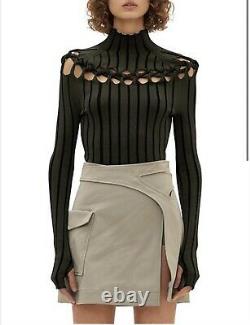 Authentic Dion Lee Braided Skivvy Top, Olivr Green & Black, Size Xs, Au6