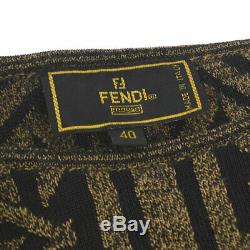 Authentic FENDI Vintage Logos Long Sleeve Knit Tops Brown Black #40 AK32341