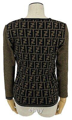 Authentic FENDI Vintage Zucca Logo Sweaters Tops #40 Wool Brown Black Rank AB