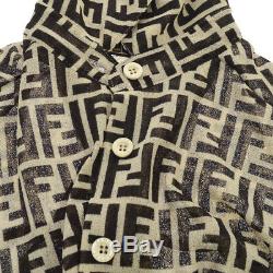 Authentic FENDI Vintage Zucca Pattern Long Sleeve Shirt Tops Brown Italy AK28705