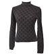 Authentic Gucci Gg Pattern Long Sleeve Tops Dark Brown Italy Vintage #s Y03869