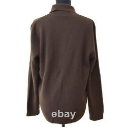 Authentic HERMES Vintage Logos Long Sleeve Tops Brown Cashmere #L Y03131b