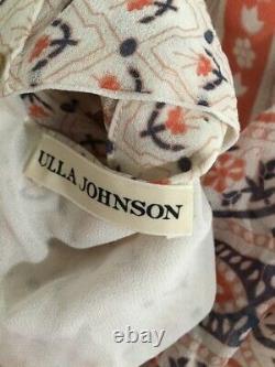 Authentic Ulla Johnson Women's Blouse Top Floral Long Sleeve White/Orange Size 4