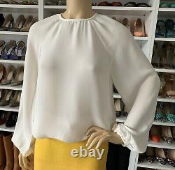 Authentic Valentino White Silk Long Sleeve Blouse Top $1,200+